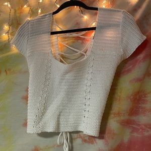 Love Change White Crochet Crop Tops